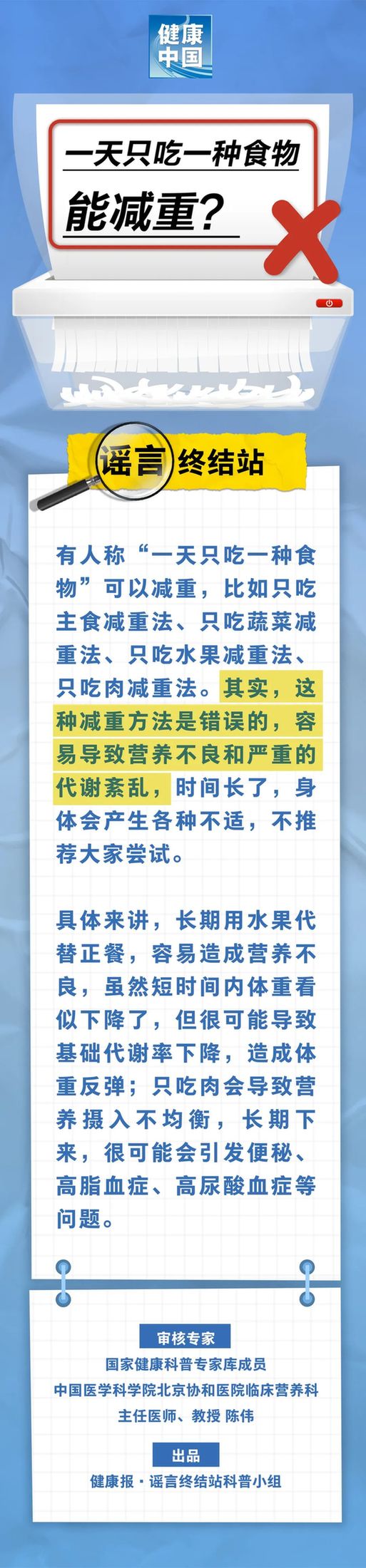 一天只吃一种食物能减重……是真是假？